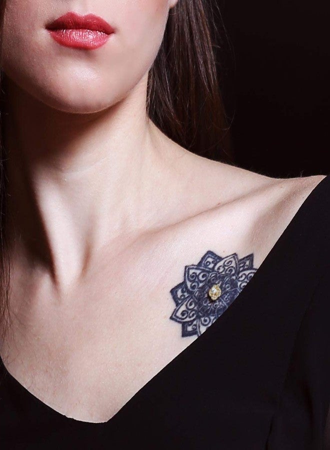 FIFTH CUE 14G CZ Paved & Round CZ Center Rose Blossom 316L Surgical Steel Internal-Threaded Dermal Anchor Top (Gold/Clear) - Image 5